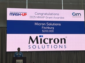 Micron Solutions recognition on a screen at the Manufacturing Mash Up Event